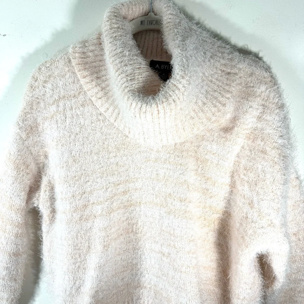 A. Byer Peach Eyelash Fringe Cowl Neck Sweater NWT